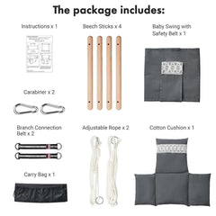 Huitich baby fabric swing with wooden frame and accessories for comfortable and safe lounging Huitich baby fabric swing with wooden frame and accessories for comfortable and safe lounging