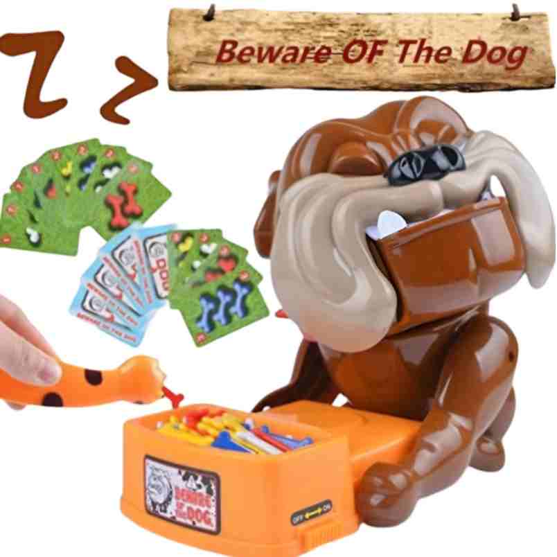 Huitich bad dog bite game toy for kids featuring a brown dog figure and game cards with bones Huitich bad dog bite game toy for kids featuring a brown dog figure and game cards with bones