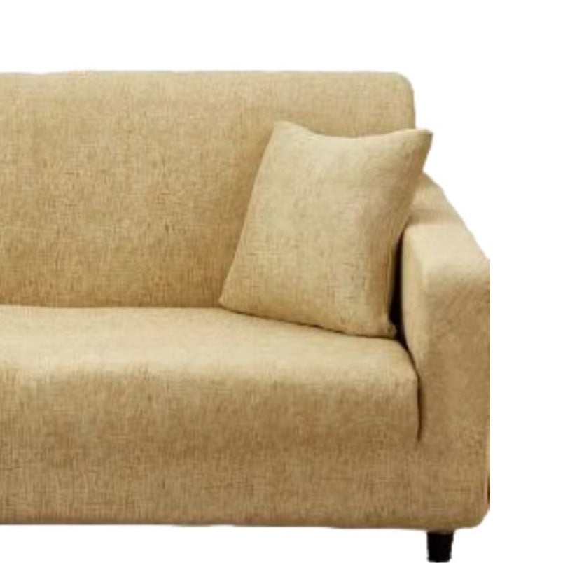 Huitich beige elastic sofa cover single seat fitted on a modern armchair with matching pillow Huitich beige elastic sofa cover single seat fitted on a modern armchair with matching pillow