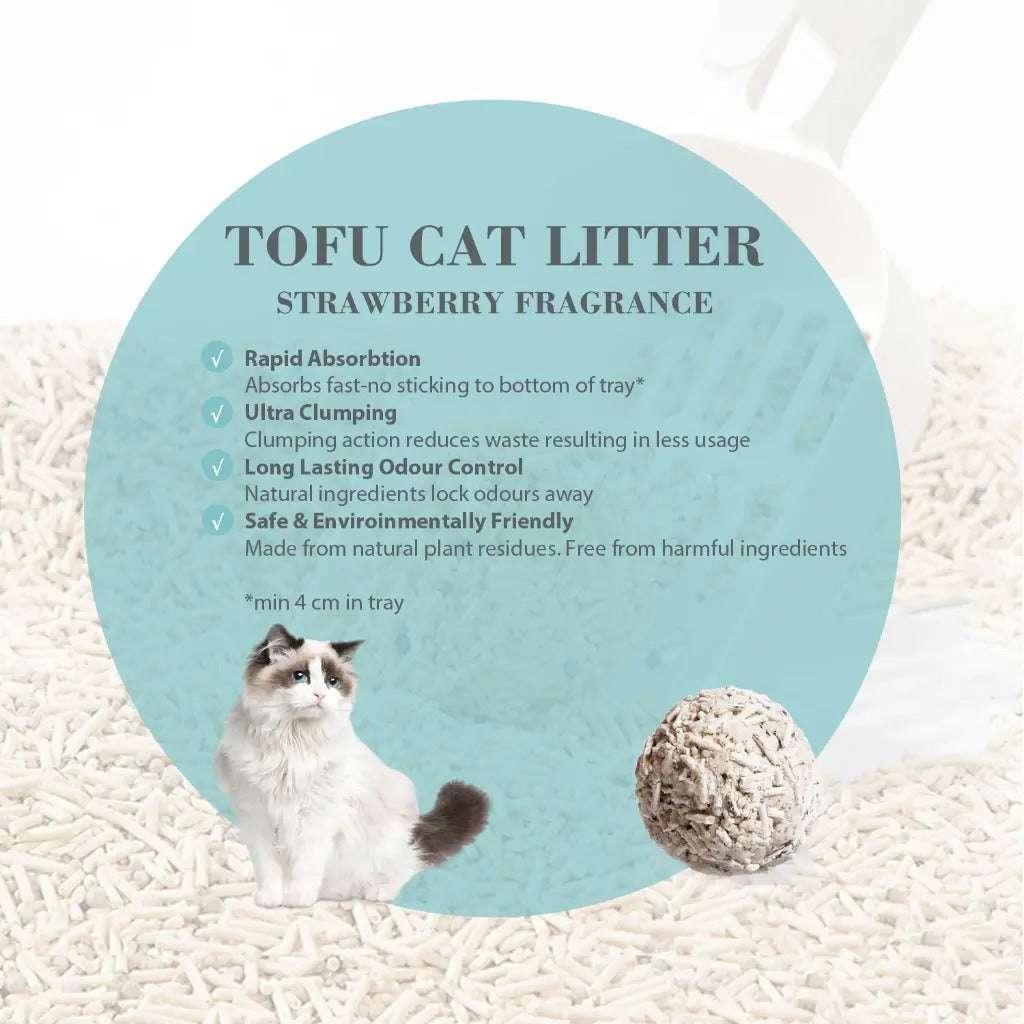 Bioline biodegradable tofu cat litter with strawberry fragrance for superior absorption and odor control Bioline biodegradable tofu cat litter with strawberry fragrance for superior absorption and odor control