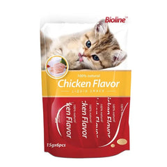 Bioline cat treats UAE 100% natural chicken flavor liquid snack in a 15g pack for cats Bioline cat treats UAE 100% natural chicken flavor liquid snack in a 15g pack for cats