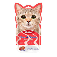 Bioline cat treats UAE Tuna and Salmon Flavored Pet Snacks in Cat-Shaped Packaging Bioline cat treats UAE Tuna and Salmon Flavored Pet Snacks in Cat-Shaped Packaging