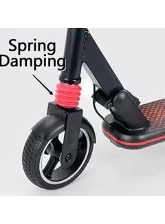 Huitich black kick scooter for children front wheel with spring damping suspension for smooth ride Huitich black kick scooter for children front wheel with spring damping suspension for smooth ride