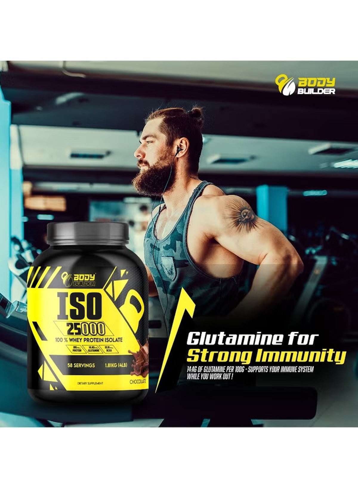 Body Builder ISO 25000 Whey Protein Isolate UAE for muscle support with glutamine for immunity Body Builder ISO 25000 Whey Protein Isolate UAE for muscle support with glutamine for immunity