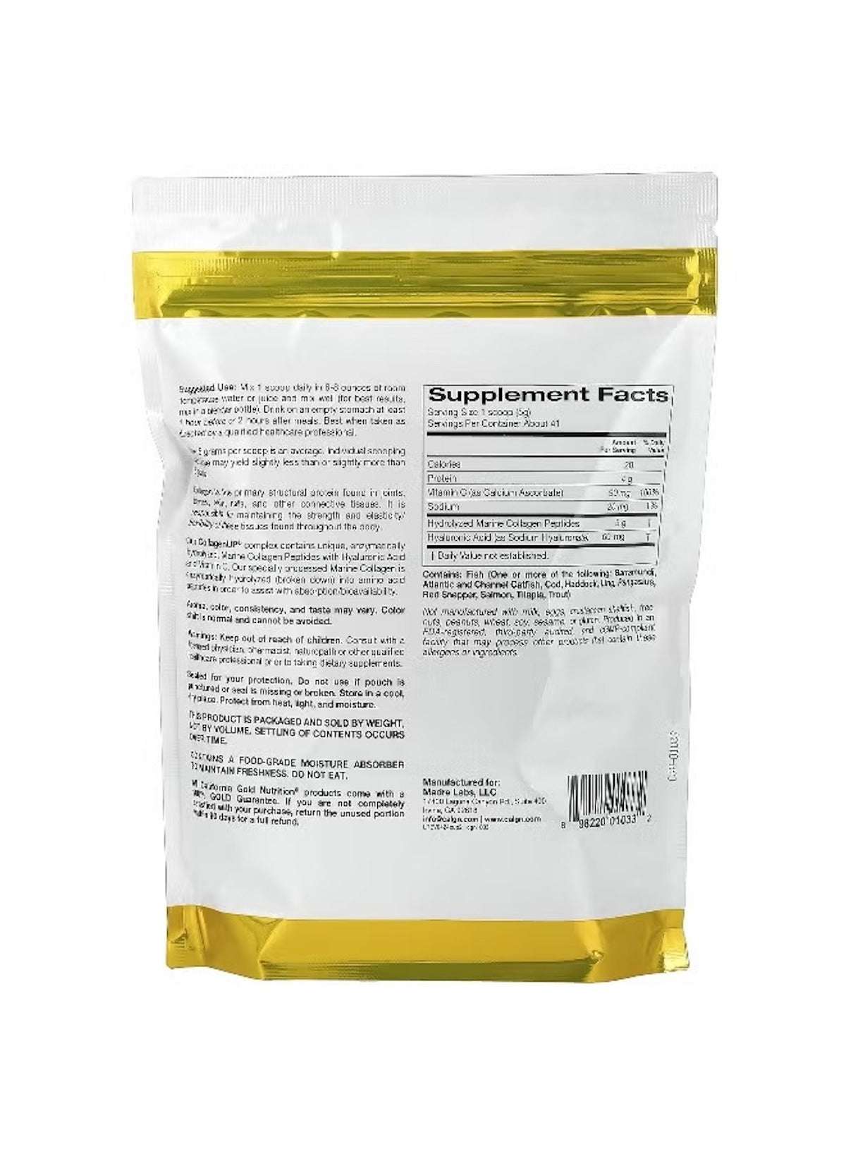 California Gold Nutrition Collagen Powder with Hyaluronic Acid and Vitamin C for healthy skin and joints California Gold Nutrition Collagen Powder with Hyaluronic Acid and Vitamin C for healthy skin and joints