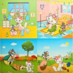 Colorful cat and mouse play mat for kids featuring playful scenes with a cat and mouse Colorful cat and mouse play mat for kids featuring playful scenes with a cat and mouse