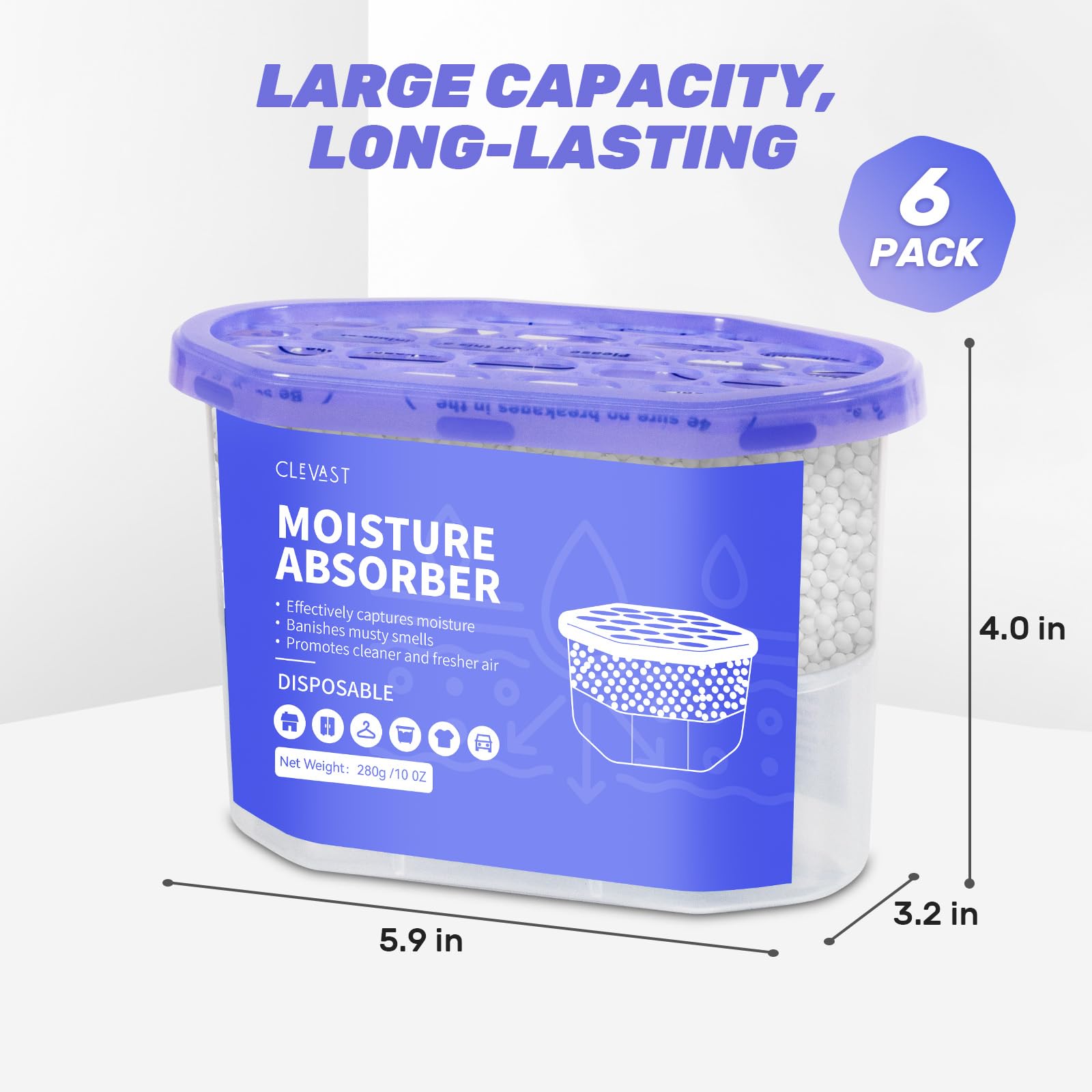 CLEVAST Moisture Absorber Boxes for Closets 6 Pack - Mumzar CLEVAST Moisture Absorber Boxes for Closets 6 Pack - Mumzar