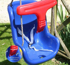 Huitich comfortable baby swing for home with blue seat and red safety handle hanging outdoors Huitich comfortable baby swing for home with blue seat and red safety handle hanging outdoors