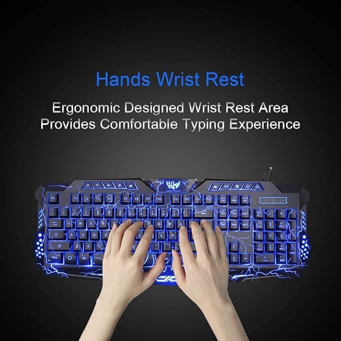 Huitich wired cool crack lighting gaming keyboard with ergonomic wrist rest for comfortable typing Huitich wired cool crack lighting gaming keyboard with ergonomic wrist rest for comfortable typing