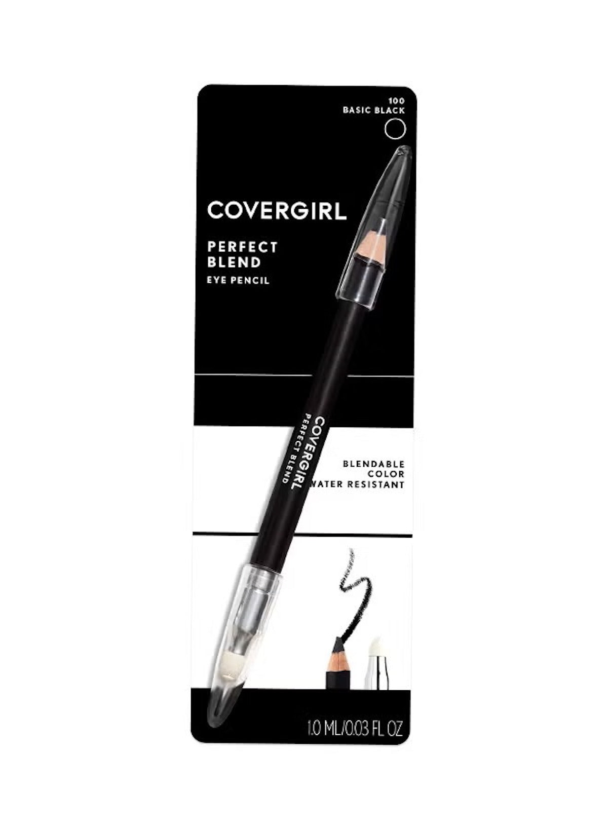 CoverGirl Perfect Blend Eye Pencil in Black for a smooth, blendable, and water-resistant eye makeup look CoverGirl Perfect Blend Eye Pencil in Black for a smooth, blendable, and water-resistant eye makeup look