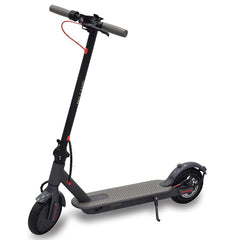 Huitich electric Crony m365 aluminium scooter in black with grey handle grips and red brake cables Huitich electric Crony m365 aluminium scooter in black with grey handle grips and red brake cables