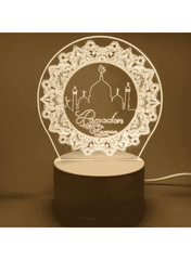 Huitich LED Ramadan Mubarak Lamp featuring Eid Mubarak 3D night light with mosque and crescent design Huitich LED Ramadan Mubarak Lamp featuring Eid Mubarak 3D night light with mosque and crescent design