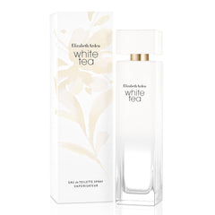 Elizabeth Arden White Tea perfume bottle and packaging with elegant white and gold design Elizabeth Arden White Tea perfume bottle and packaging with elegant white and gold design