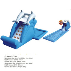Huitich fish bouncy water slide pool featuring vibrant colors and a fun dolphin design for kids Huitich fish bouncy water slide pool featuring vibrant colors and a fun dolphin design for kids