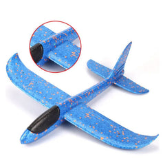 Huitich blue foam airplane toy with LED lights and orange speckles for kids outdoor play Huitich blue foam airplane toy with LED lights and orange speckles for kids outdoor play