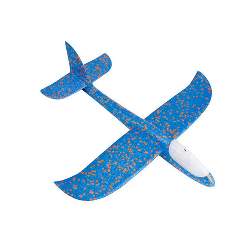 Huitich blue and orange speckled foam airplane toy with LED lights for outdoor play Huitich blue and orange speckled foam airplane toy with LED lights for outdoor play
