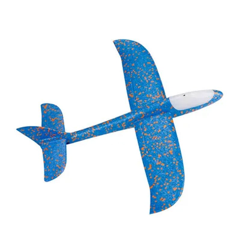 Huitich blue foam airplane toy with LED lights and orange speckled design for outdoor play Huitich blue foam airplane toy with LED lights and orange speckled design for outdoor play