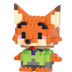 Huitich fox building block set model featuring orange fox with green outfit and detailed face Huitich fox building block set model featuring orange fox with green outfit and detailed face