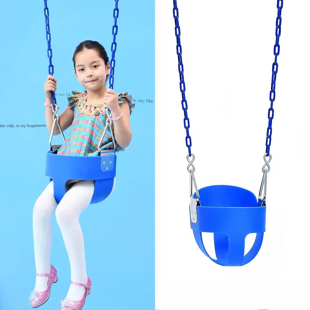 Huitich blue swing seat with safety harness and chains, safe outdoor swing for babies Huitich blue swing seat with safety harness and chains, safe outdoor swing for babies