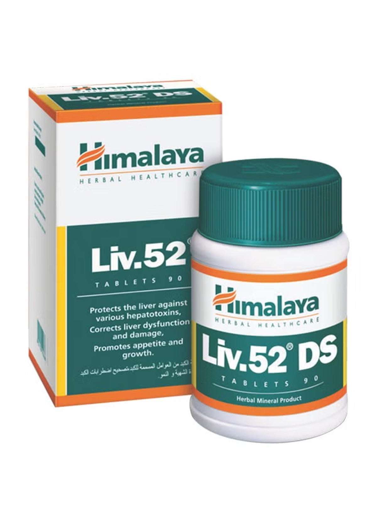Himalaya Liv.52 DS liver support tablets in bottle with packaging, promoting liver health and appetite Himalaya Liv.52 DS liver support tablets in bottle with packaging, promoting liver health and appetite