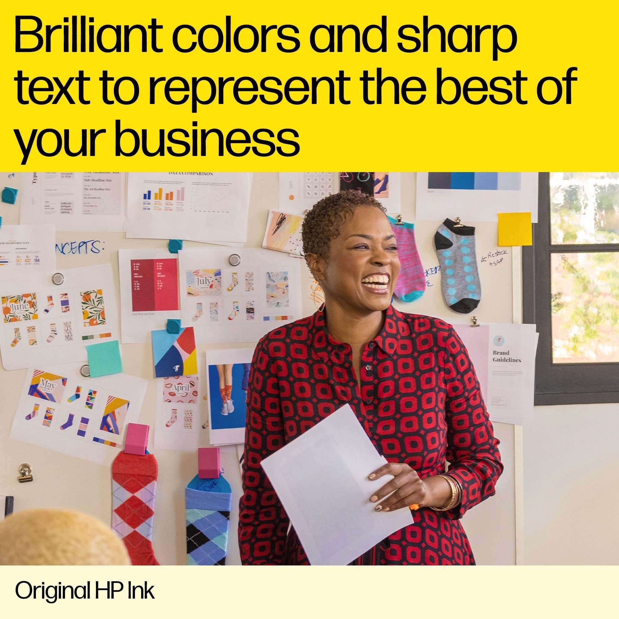 Original HP ink for DeskJet printers showcasing brilliant colors and sharp text for business presentations Original HP ink for DeskJet printers showcasing brilliant colors and sharp text for business presentations