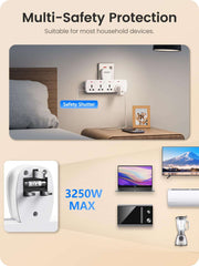 Huitich 4 Way Universal Outlet Adapter Plug with Switch - Mumzar Huitich 4 Way Universal Outlet Adapter Plug with Switch - Mumzar