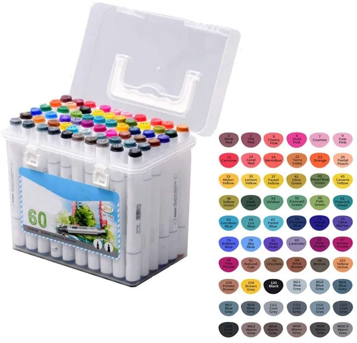 Huitich 60 Color Marker Kit for Artists with Portable Case - Mumzar Huitich 60 Color Marker Kit for Artists with Portable Case - Mumzar