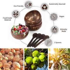 Huitich A - Express Natural Coconut Bowls for Salads Eco - Friendly Set - Mumzar Huitich A - Express Natural Coconut Bowls for Salads Eco - Friendly Set - Mumzar