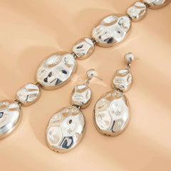 Huitich A - Express Oval Metal Bracelet and Necklace Combo - Mumzar Huitich A - Express Oval Metal Bracelet and Necklace Combo - Mumzar