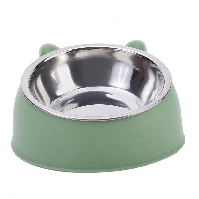 Huitich A - Express Stainless Steel Cat Bowl with Green Base - Mumzar Huitich A - Express Stainless Steel Cat Bowl with Green Base - Mumzar