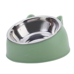 Huitich A - Express Stainless Steel Cat Bowl with Green Base - Mumzar Huitich A - Express Stainless Steel Cat Bowl with Green Base - Mumzar