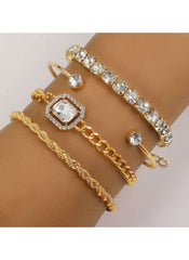 Huitich Adjustable Gold colour Bracelets for Women with Crystals - Mumzar Huitich Adjustable Gold colour Bracelets for Women with Crystals - Mumzar