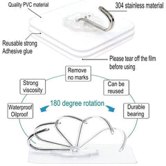 Huitich AMZ Self Adhesive Hooks 8kg Pack 20PCS Durable Wall Hooks - Mumzar Huitich AMZ Self Adhesive Hooks 8kg Pack 20PCS Durable Wall Hooks - Mumzar