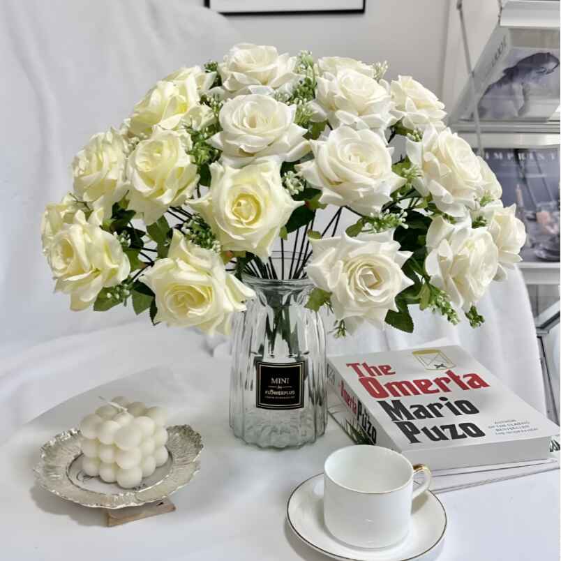 Huitich Artificial White Flowers for Home Decor Realistic Roses - Mumzar Huitich Artificial White Flowers for Home Decor Realistic Roses - Mumzar