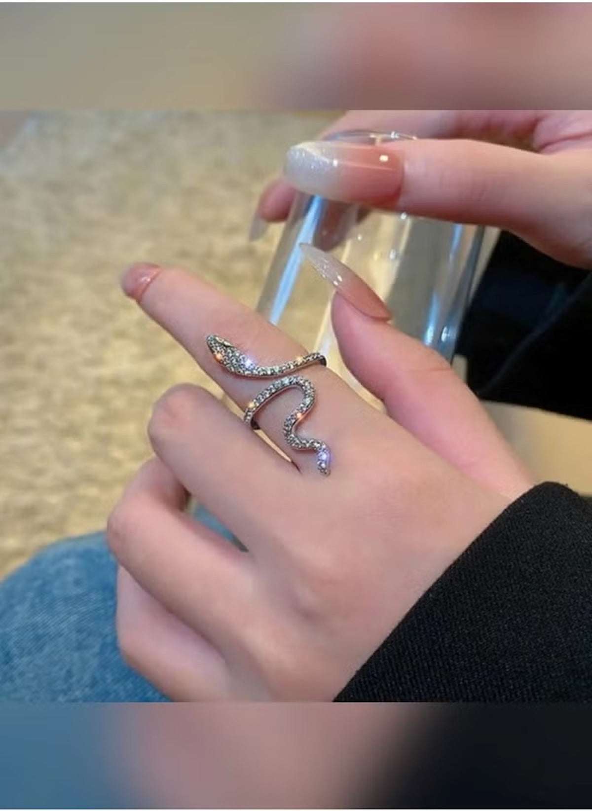 Huitich Snake Design Crystal Ring with Elegant Sparkle - Mumzar Huitich Snake Design Crystal Ring with Elegant Sparkle - Mumzar