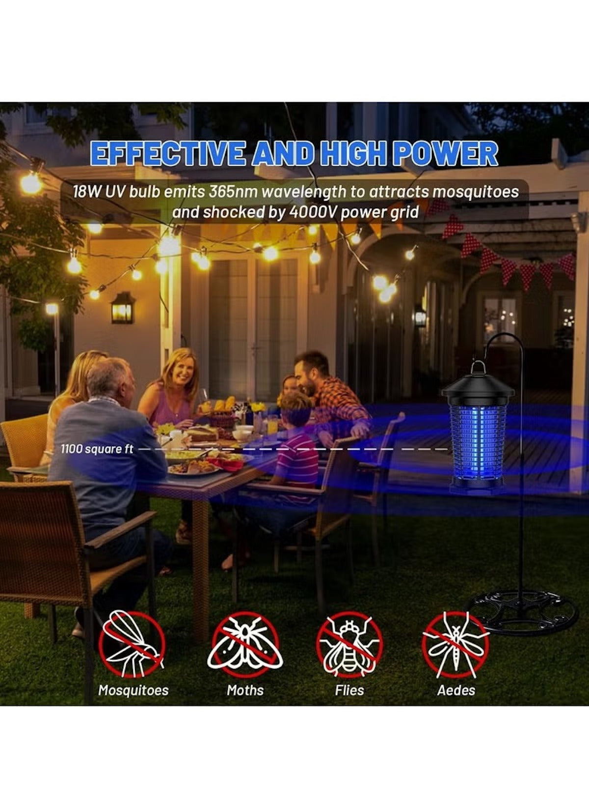 Huitich indoor mosquito killer lamp with 18W UV bulb and 4000V power grid for effective bug control Huitich indoor mosquito killer lamp with 18W UV bulb and 4000V power grid for effective bug control