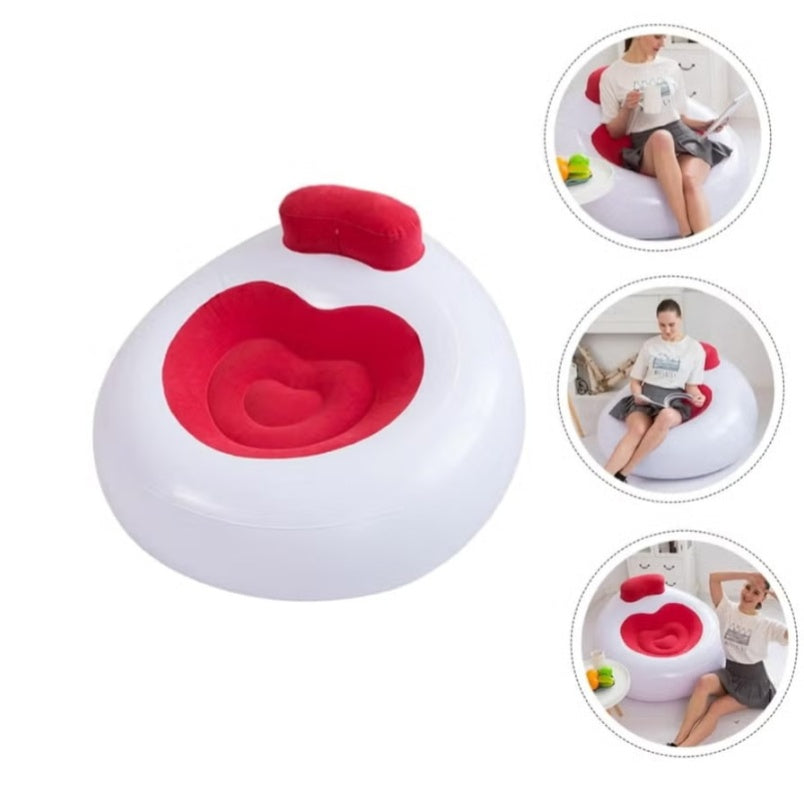 Huitich inflatable lounge chair with backrest in white and red for comfortable living room furniture seating Huitich inflatable lounge chair with backrest in white and red for comfortable living room furniture seating