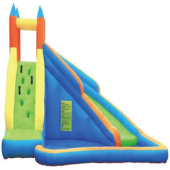 Colorful inflatable water slide UAE with two slides and a splash pool for outdoor fun Colorful inflatable water slide UAE with two slides and a splash pool for outdoor fun