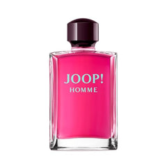 Joop Homme perfume for men 200ml bottle with vibrant pink liquid and dark cap Joop Homme perfume for men 200ml bottle with vibrant pink liquid and dark cap