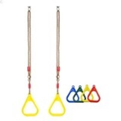 Durable kid trapeze swing with rings in bright colors for outdoor play and fun Durable kid trapeze swing with rings in bright colors for outdoor play and fun