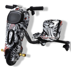 Winner Sky electric drifting scooter for kids with black and white graffiti design kids electric scooter with LED lights Winner Sky electric drifting scooter for kids with black and white graffiti design kids electric scooter with LED lights