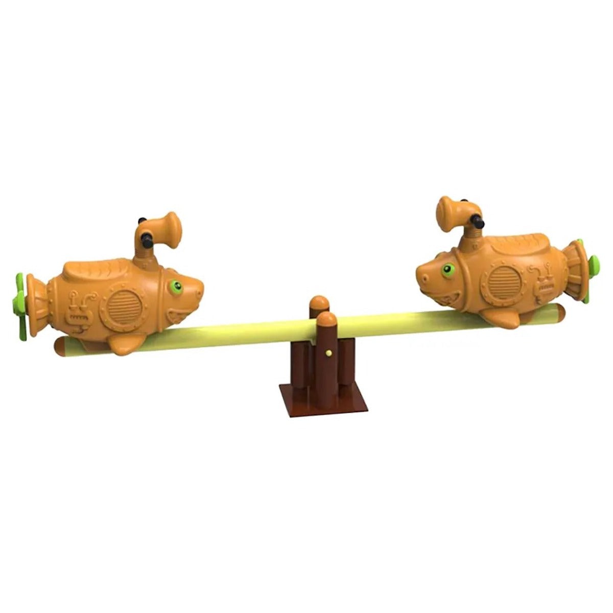 Kids fish seesaw rocker featuring two colorful fish-shaped seats for outdoor fun and active playtime Kids fish seesaw rocker featuring two colorful fish-shaped seats for outdoor fun and active playtime