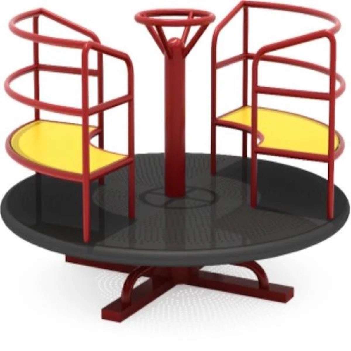 Huitich kids merry go round playground with red frame and yellow seats for outdoor fun Huitich kids merry go round playground with red frame and yellow seats for outdoor fun
