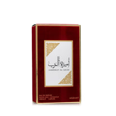 Lattafa Asdaaf Ameerat Al Arab perfume 100ml in red and gold decorative packaging box Lattafa Asdaaf Ameerat Al Arab perfume 100ml in red and gold decorative packaging box