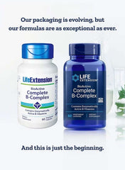 Life Extension Bioactive B-Complex capsules UAE in two packaging designs, featuring essential B-vitamins Life Extension Bioactive B-Complex capsules UAE in two packaging designs, featuring essential B-vitamins