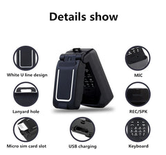 Mumzar compact black mini flip phone bluetooth with external display, USB charging, micro SIM slot, keypad Mumzar compact black mini flip phone bluetooth with external display, USB charging, micro SIM slot, keypad