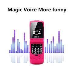 Mumzar pink mini flip phone bluetooth open showing numeric keypad small display icons and audio equalizer graphics Mumzar pink mini flip phone bluetooth open showing numeric keypad small display icons and audio equalizer graphics
