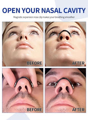 HAYALUX magnetic nasal strips for snoring improve breathing with easy-to-use design, shown in before and after effects HAYALUX magnetic nasal strips for snoring improve breathing with easy-to-use design, shown in before and after effects