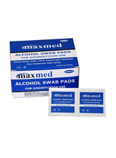 MAXMED alcohol swab pads 200 pack for disinfection use, saturated with 70% isopropyl alcohol