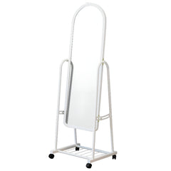 Huitich modern floor mounted mirror with white frame and wheels for easy mobility Huitich modern floor mounted mirror with white frame and wheels for easy mobility